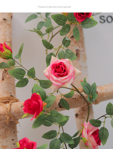 A85 vente en gros de tissu de soie artificielle blanc rose thé rose fleur vigne guirlande <span class=keywords><strong>lierre</strong></span> suspendu verdure pour mariage maison mur déco - Product Image 5