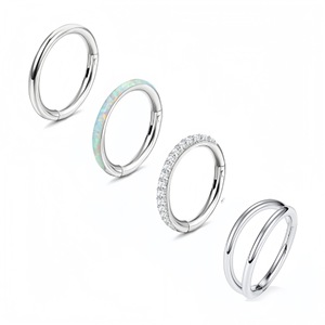 Anneau de nez en titane et zircon, bijou de piercing corporel géométrique en acier inoxydable, cadeau tendance - Product Image 2