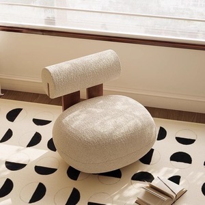 Sillón Minimalista <span class=keywords><strong>para</strong></span> Espacios Pequeños, Respaldo Cilíndrico Tapizado en Bouclé, <span class=keywords><strong>para</strong></span> Sala de Estar - Product Image 1