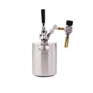 Promotie custom 304 rvs 2l mini vaatje dispenser keg bier tap met co2 regulator