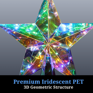 Handcrafted 3D Luminous Prismatic Iridescent <b>Star</b> Christmas Tree Topper Holographic PET USB Powered 20 <b>LEDs</b> Modern Holiday Decor - Product Image 5