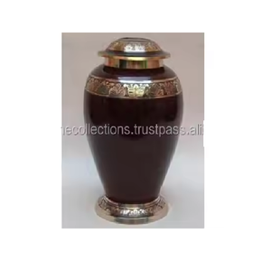 Urna Funeraria de Latón Gris para Cenizas de Adultos, Recipiente Conmemorativo Decorativo, Vaso Funerario, Urna de Almacenamiento para Entierro, Diseño Clásico - Product Image 2