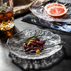 Creative Exquisite Glassware 6inch 9.75 inch Glass Plate Dish For Household Customizable Wholesale Transparent Dinner Plates