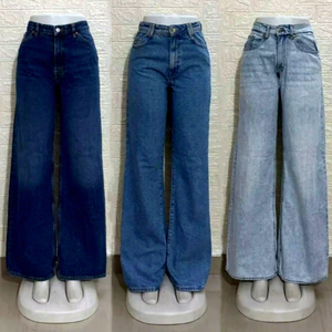 Jeans de Pierna Ancha con Degradado de Color y Cintura Alta para Mujer, Pantalones Vaqueros Holgados de Tres Tonos para Uso Diario Informal y Estilo Retro Urbano - Product Image 2