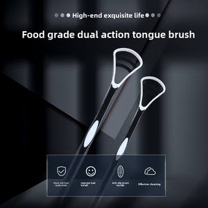 ที่ขูดลิ้นและแปรงทำความสะอาดซิลิโคน พร้อมด้ามจับปลอดภัยสำหรับอาหาร บรรจุภัณฑ์แยกชิ้นเพื่อการดูแลช่องปาก - Product Image 3