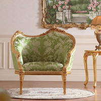 Fauteuil de salon de style européen avec structure en bois massif et rembourrage en tissu et éponge pour villas, salles à manger et salons