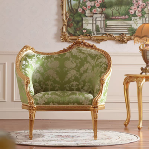Poltrona in Stile Europeo Antico Intagliata, Sedia in Legno Massello con Tessuto e <span class=keywords><strong>Spugna</strong></span> <span class=keywords><strong>per</strong></span> Sala da Pranzo e Soggiorno - Product Image 3