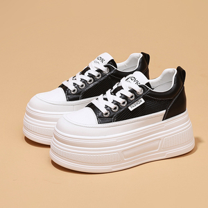 Zapatillas de Plataforma con Suela Gruesa Casuales para Mujer, Primavera Verano 2026, Novedad, con Cordones, que Aumentan la Altura, Blancas, Versátiles - Product Image 5