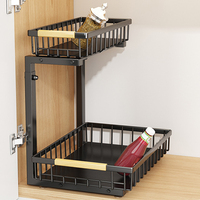 Abnehmbare 2-stufige Höhe Ausziehbarer Schiebe schrank Organizer Verstellbares Küchen regal unter Waschbecken Organizer