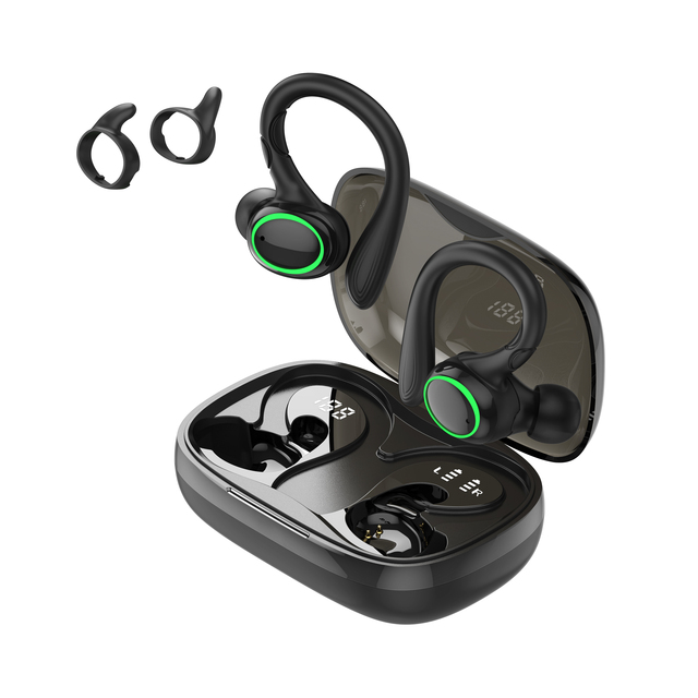 2023 New Arrivals Waterproof LED Power Display Stereo Sport Headphones Wireless Earbuds TWS Ear Hook Earphones