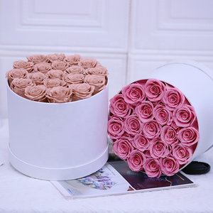 Venta caliente cilindro elegante caja de flores redondas arreglo de rosas preservadas para Navidad Día de la madre y regalo de San Valentín - Product Image 5