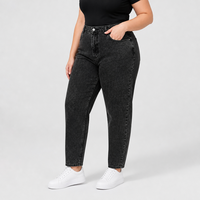 Jeans fuselés noirs taille haute pour femmes grandes tailles, coupe Mom, en denim, tailles US, OEM ODM, vente en gros