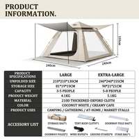 Carpa Familiar para Acampar, para 5 a 8 Personas, Grande, Totalmente Automática, de Apertura Rápida, Doble Capa, Impermeable, para Reuniones al Aire Libre