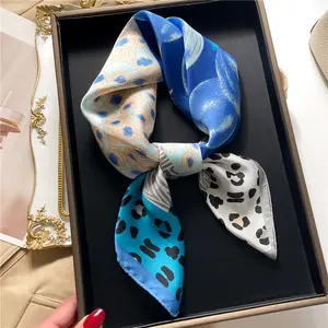Wholesale fashion 70*70cm pretty square small scarves hair wraps bandanas for office lady neck tie multifunction headwear scarf