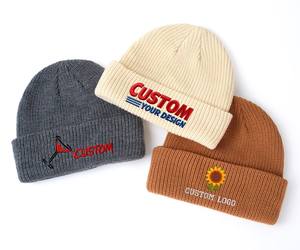 Gorro de Invierno Unisex de Diseño Francés, Tejido Suave, 100% Acrílico, con Grabado Láser a Cuadros/Puntos/Lazos, Personalizado, con Borde Plegado, Cálido - Product Image 3