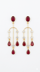 <b>Drop</b> Chandelier <b>Earrings</b> | Gold Plated Dangle <b>Earrings</b> | Bridal, Wedding & Statement Jewelry - Product Image 4