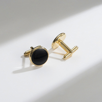 Prêt à expédier bricolage goutte d'huile noire plaqué or 8 pièces boutons de manchette pour hommes ensemble de clous pour cadeau de fête de mariage