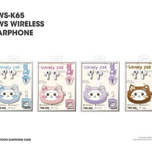 หูฟังไร้สาย TWS-K65 บลูทูธ 5.4 พร้อมเคสซิลิโคนรูปแมว เสียงสเตอริโอ กันน้ำ - Product Image 5