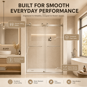<span class=keywords><strong>Porte</strong></span> <span class=keywords><strong>de</strong></span> <span class=keywords><strong>douche</strong></span> coulissante à cadre noir 47-71 po x 79 po en acier inoxydable avec verre trempé, double panneau, barre <span class=keywords><strong>porte</strong></span>-serviettes et poignée pour salle <span class=keywords><strong>de</strong></span> bain - Product Image 3