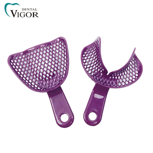 Lot de 2 porte-empreintes dentaires en plastique et métal, tailles L, M, S, pour patients edentés, avec grille métallique en plastique - Product Image 4