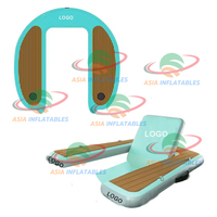 Firstents Loisirs Terre Gonflable Swim Island Radeau Flottant Feuille Gonflable Jet D'eau Ski Dock Flotteurs Plate-forme avec échelle