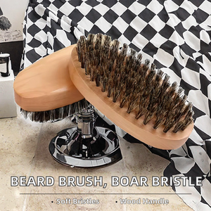 Cepillo para barba de hombre con mango de madera suave y cerdas de jabalí, ideal para peinar y limpiar, suministro directo de fábrica. - Product Image 2