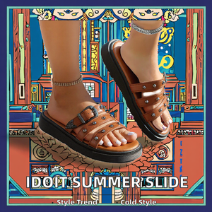 Winter Spring Summer Outdoor PU OpenToe Slide <b>Slip</b> on Lazy Fine Platform <b>Half</b> for for Female - Product Image 2