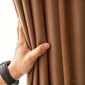 Kain Gorden Blackout Tenun Herringbone yang Dapat Disesuaikan Secara Grosir, Gorden Jendela Insulasi Termal untuk Proyek Rumah dan Hotel - Product Image 1