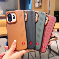 Étui de protection en cuir à double ligne avec bouton métallique pour Oneplus 15 version mondiale