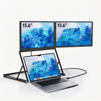 Monitor Portátil Dual IPS 1080P de 15.6 Pulgadas con Etiqueta Personalizada, Extensor de Pantalla para Laptop, Altavoz Integrado para Programación y Escritura
