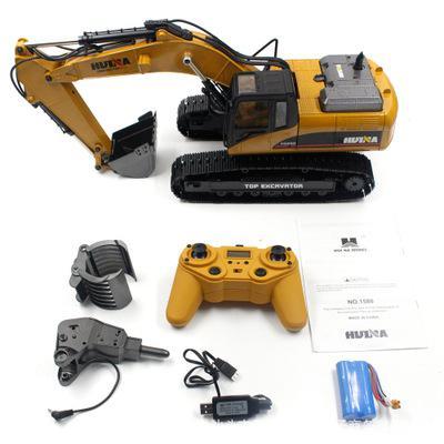 Original HUINA 1580 NEW RC Truck Excavator 1/14 About 45Mins Using Time Remote Control Car Toys Alloy Fuselage