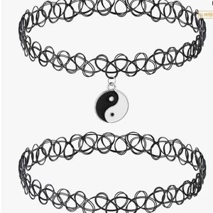 DIVINA VITAE Collier ras du <span class=keywords><strong>cou</strong></span> en cuivre noir 2 pièces, style sportif, pour femmes et adolescentes - Cadeau de fête - Product Image 1