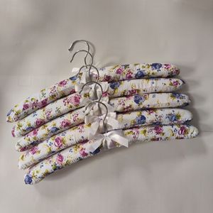 Black Polka Dot Fabric Padded Hangers with Silver Hooks 5-Pack Clothing Organizer Classic Style - Product Image 2