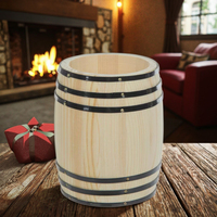 Fût en Bois Décoratif Mini Small Vintage Couleur Naturelle Caoxian Huashen, Baril de Rangement pour Grains de Café
