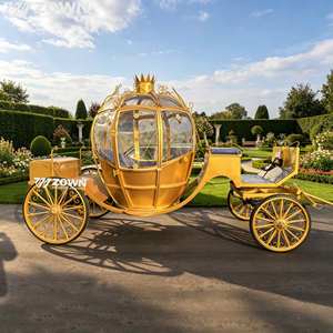 Chariot de Cendrillon électrique personnalisé en forme de citrouille avec lumières LED pour location de mariage et visites touristiques - Product Image 1