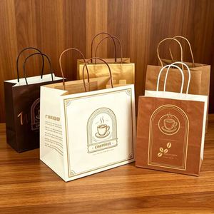 Sac en papier kraft recyclable à fond plat carré, impression écologique personnalisée pour l'emballage alimentaire des délicatesses et des restaurants - Product Image 3