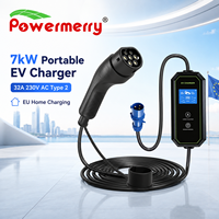 Nouveau chargeur EV portable 7 kW 32 A Type 2 230 V AC IP67 réglable CE TUV RoHS pour utilisation à domicile, sûr, garantie de 2 ans