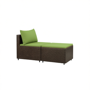 Reposapiés de Ratán Sintético para Patio con Cojines, Juego de Muebles de Jardín, Diseño Contemporáneo, Marrón, 2 Plazas - Product Image 1