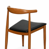 Chaise de salle à manger commerciale en corne de bœuf avec coussin en PU, aspect bois massif, structure en acier, chaise Y moderne pour restaurant, café, hôtel, bistrot, banquet