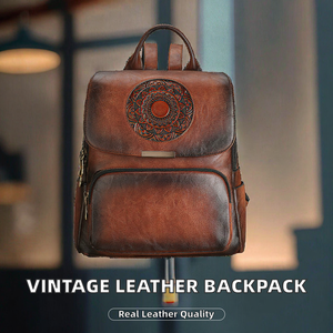 Bolso Tote de Mujer Zhuoliang, Vintage, con Tótem en Relieve, Chic, de Lujo, Hecho a Mano, con Cierre, Impermeable, de Cuero Genuino y Poliéster, Grande - Product Image 2