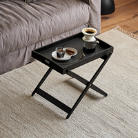 Table d'angle en bois massif de style naturel et décontracté, table d'appoint pliable pour salon, transportable en extérieur