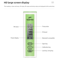 BLE-PH01 pH-mètre numérique Bluetooth avec écran noir 0-14 pH, mesure de la humidité relative (RH) 1-99%RH, pour l'eau potable