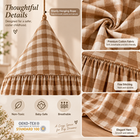 Canopée de lit pour enfants vintage à carreaux vichy, 100% coton, à sommet pointu, décoration suspendue pour chambre d'enfant