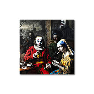 Guanjun pop art <span class=keywords><strong>pittura</strong></span> retrò stile vintage fumando ragazza con un orecchino di perla e stampa joker su tela <span class=keywords><strong>pittura</strong></span> - Product Image 2