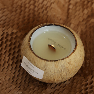 LANJO Coconut Shell <b>Candle</b> with Wood Wick for Holidays for Mother's Day and home decoration - Product Image 4