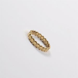 Mode Étanche Bijoux Bande Perles Oblate En Acier Inoxydable Métal Surface Étroite Plat Rond Empilé Anneau - Product Image 4