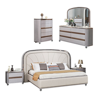 Ensemble de meubles de chambre à coucher au design moderne, lit king size réglable en hauteur avec 5+ tiroirs, en MDF bois peint de haute qualité pour hôtel
