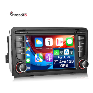 Autoradio Android Podofo 7 pouces 4+64G 2Din pour Audi A3 8P S3 RS3 avec Carplay/Android Auto sans fil, GPS/Wifi, USB + Type-C, autoradio ODM - Product Image 1