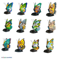 Lampe de table papillon en verre teinté de style vintage personnalisée, veilleuse AC pour la décoration de la maison, pour les chambres, les bureaux, les salles d'étude