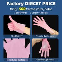 Gants ménagers en TPE ambidextres, texture givrée, lavage de la vaisselle, résistants à l'huile, imperméables, gants jetables en PE roses pour le nettoyage